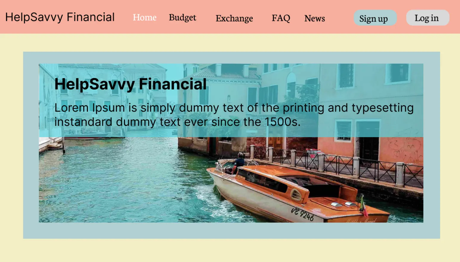 home page with a boat in venecia img background