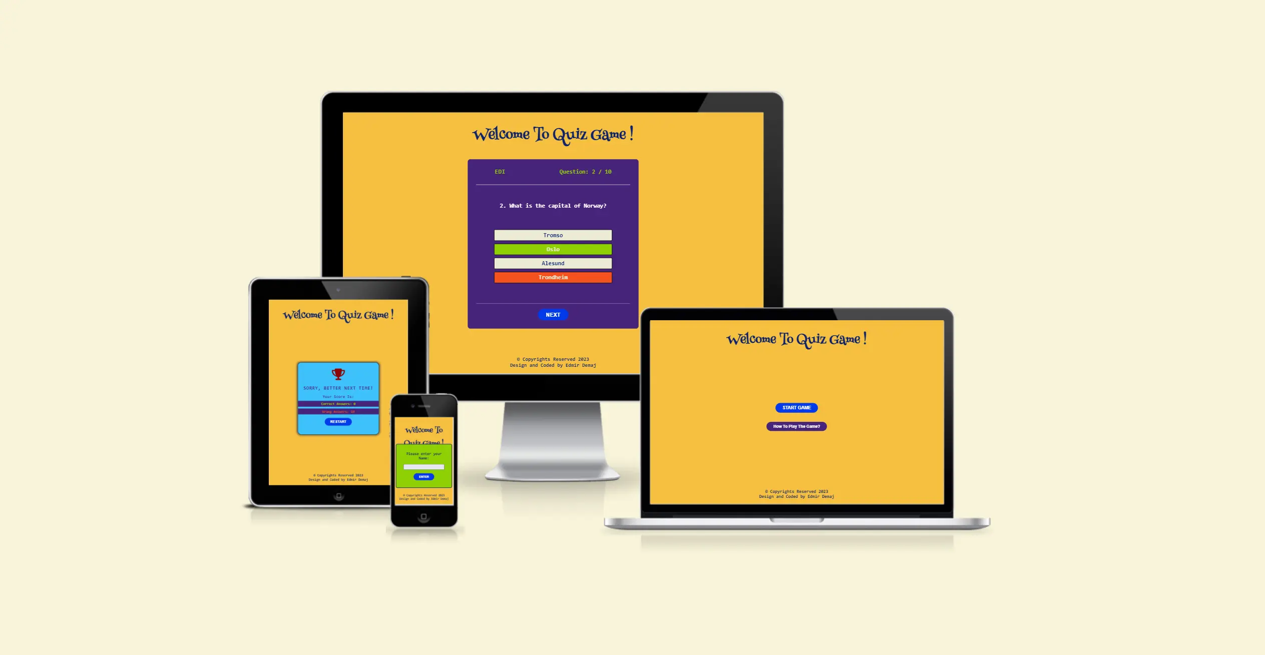 responsive-designs of quiz-game website