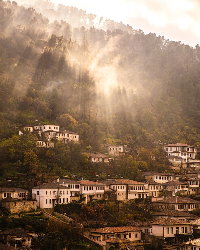 old houses on the slope of a mountain