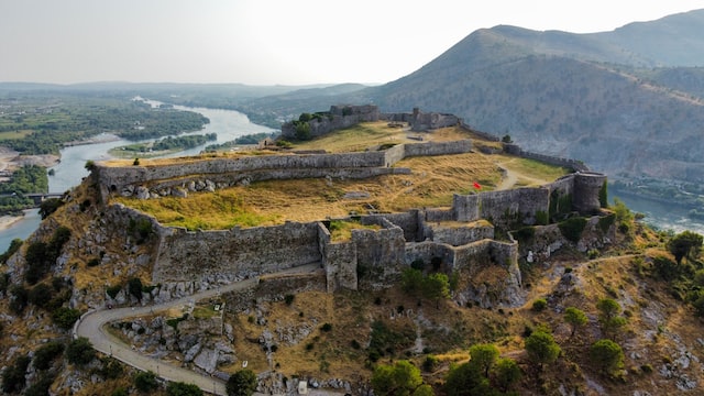 an old castle on top of a hill named rozafa in shkoder city 