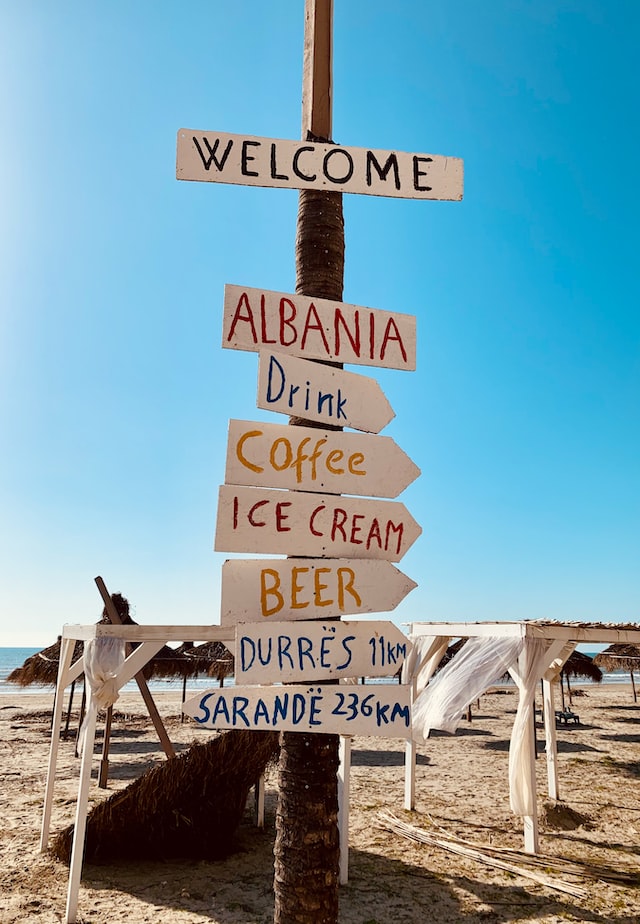 welcome to albania sings with directions